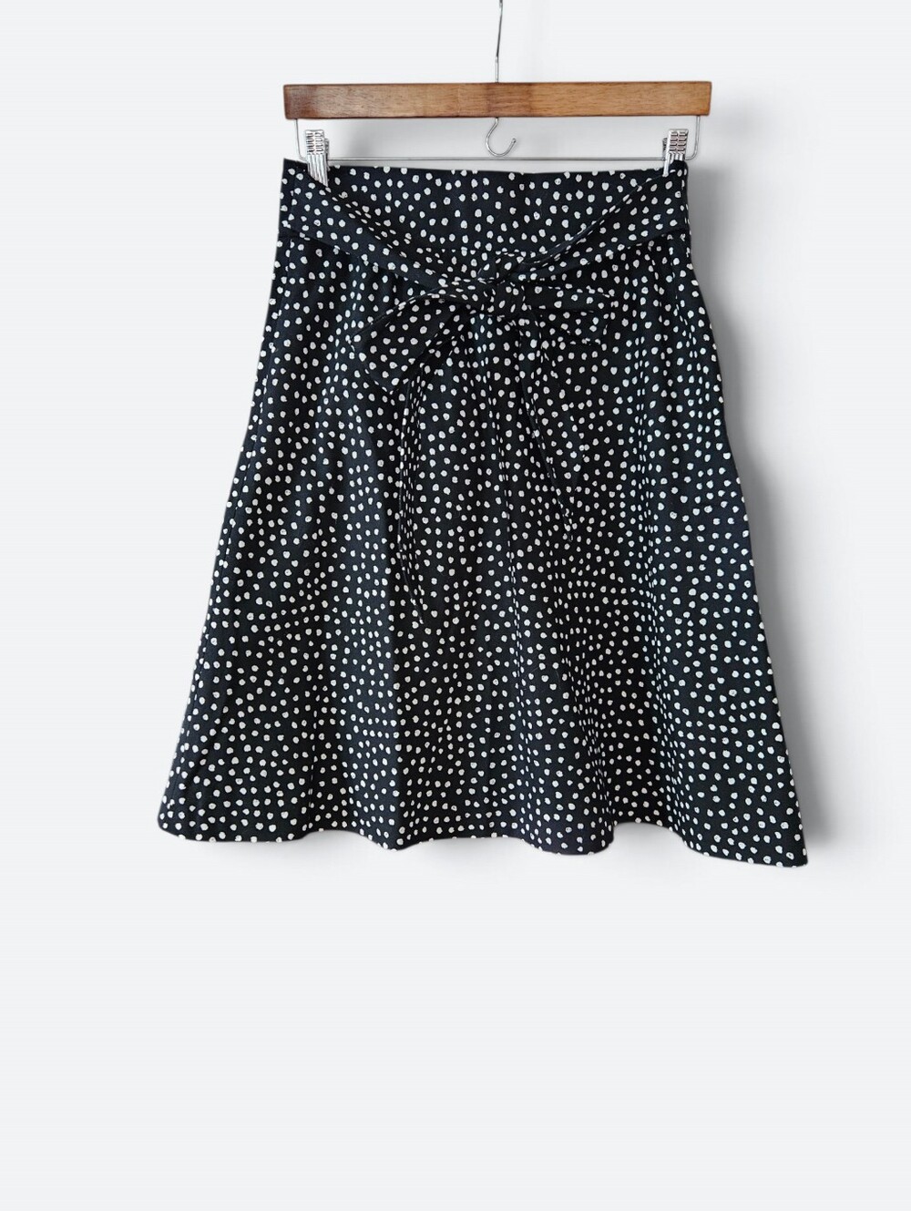 Brooks Brothers Cotton Polka Dot Preppy Tie Waist Flared A-Line Skirt 6 - NWT